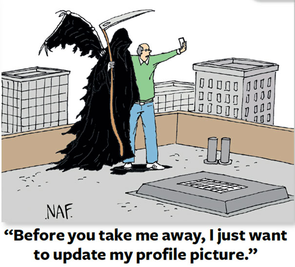 smartphone-addiction-cartoon-I need to update my profile-before you take me away