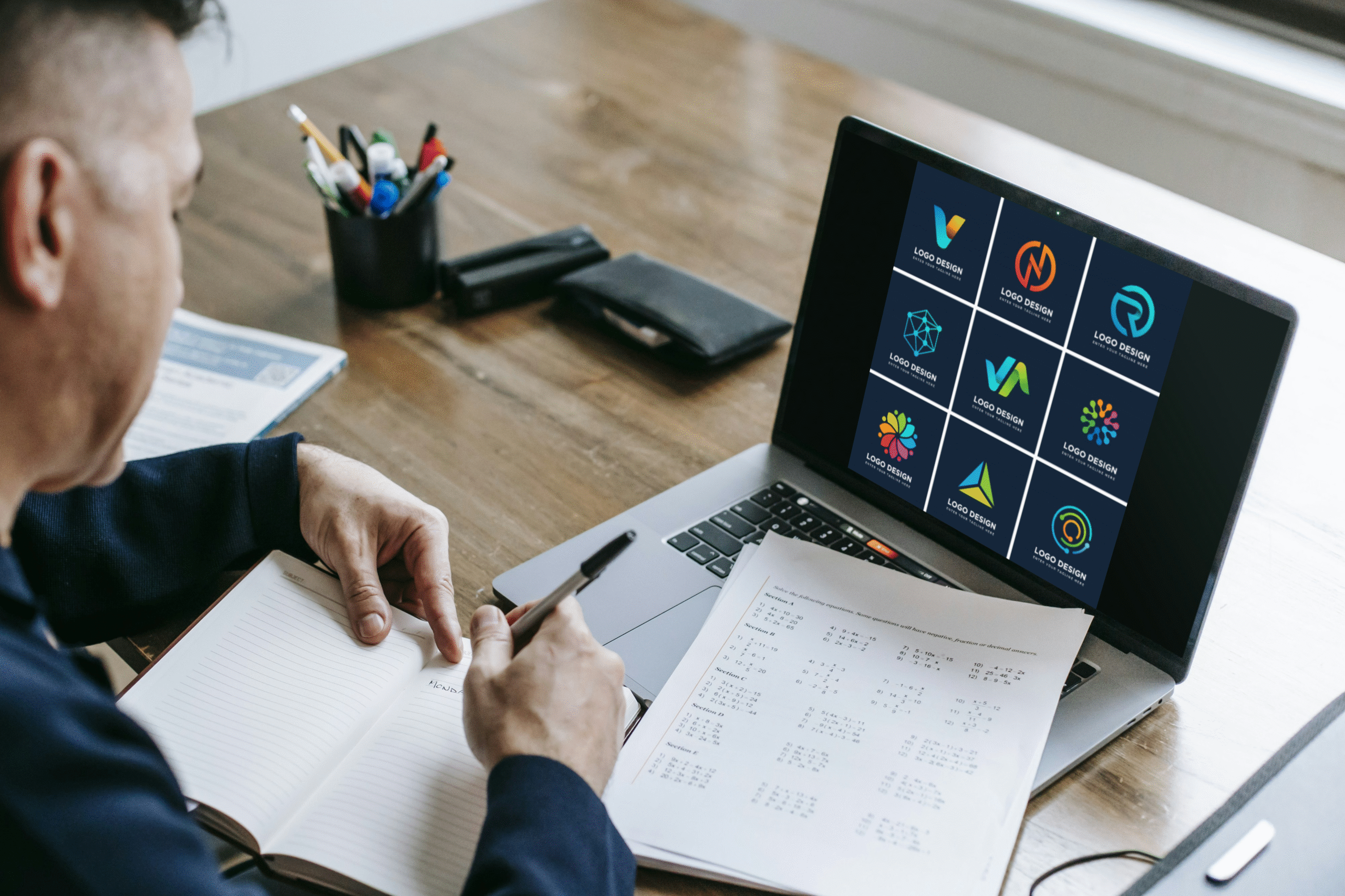 man with a laptop logo design
