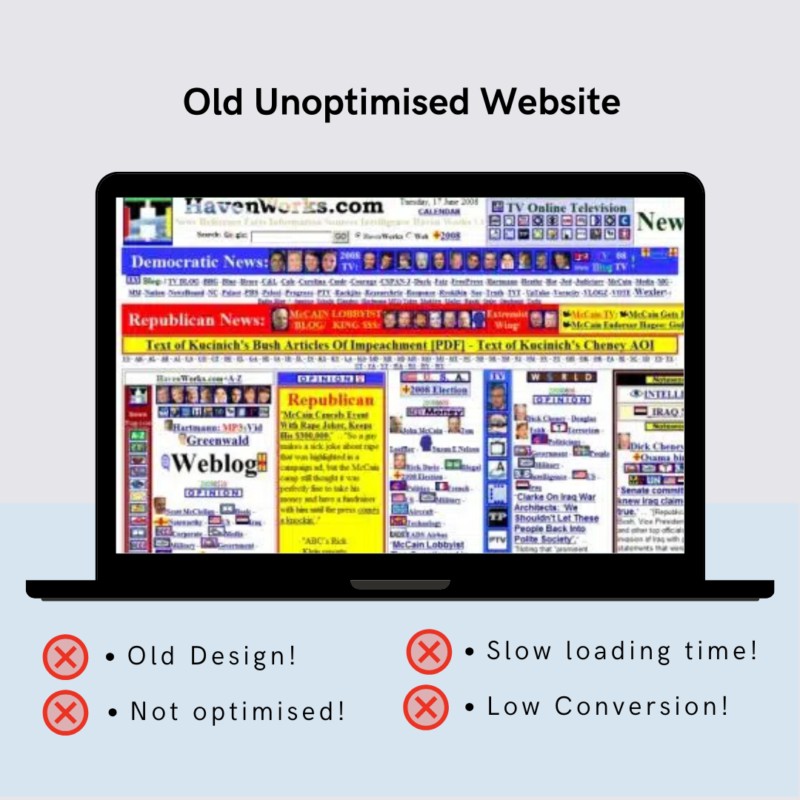 Old unoptimised website